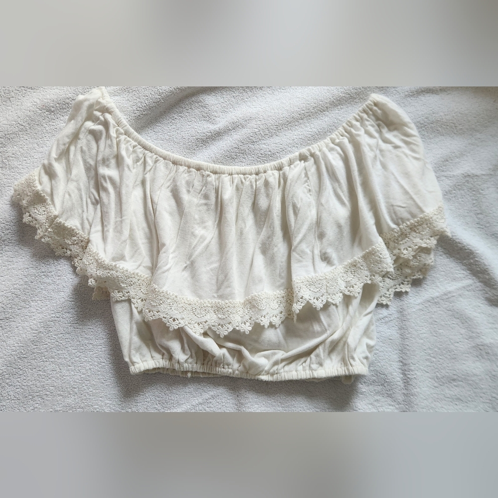 Hollister Cream Off-Shoulder Top
